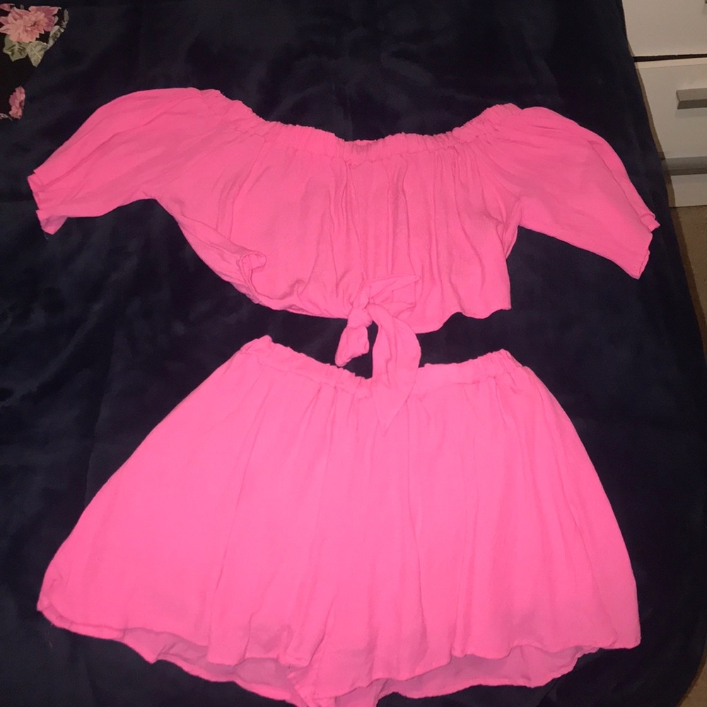 Hot pink two piece fashion nova set